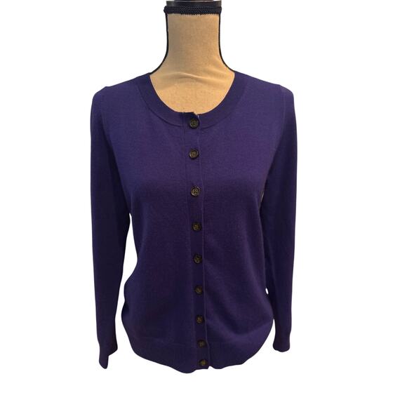 Women’s Banana Republic Purple Merino Wool Cardigan Sweater. Size Medium - Picture 1 of 3